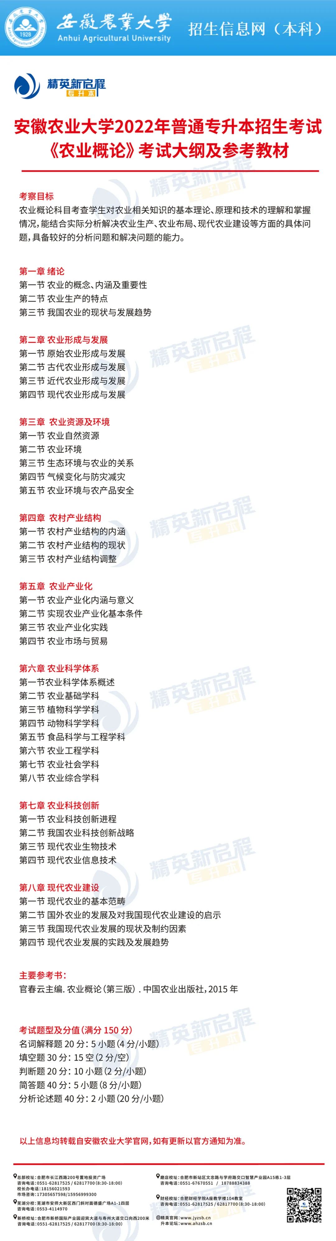2022年安徽农业大学专升本