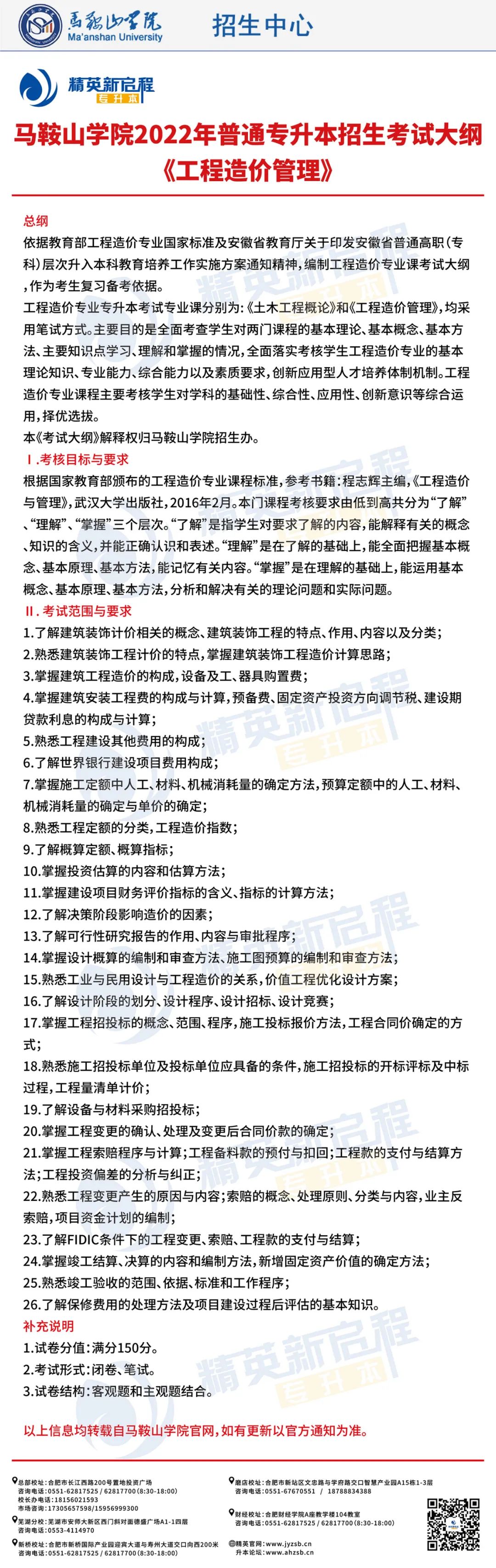 马鞍山学院2022年普通专升本